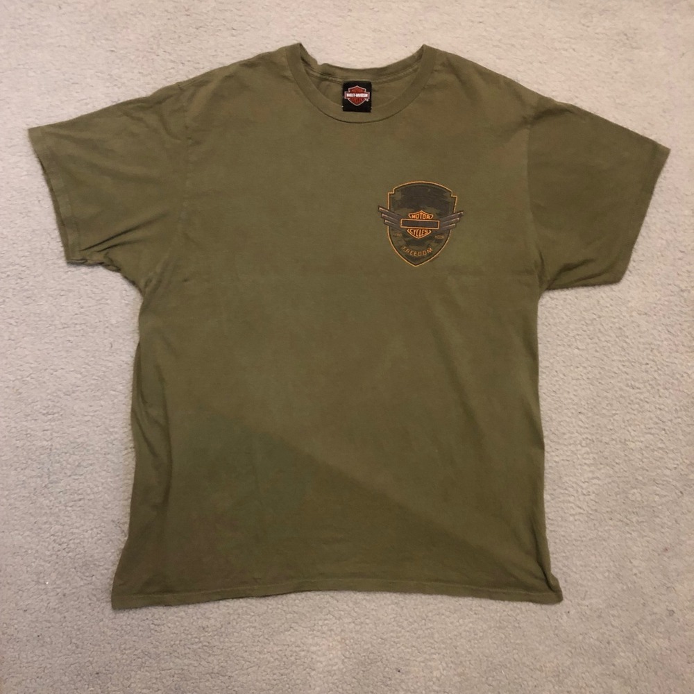 VTG Harley Davidson First Flight North Carolina Olive Green Graphic Tee 2X